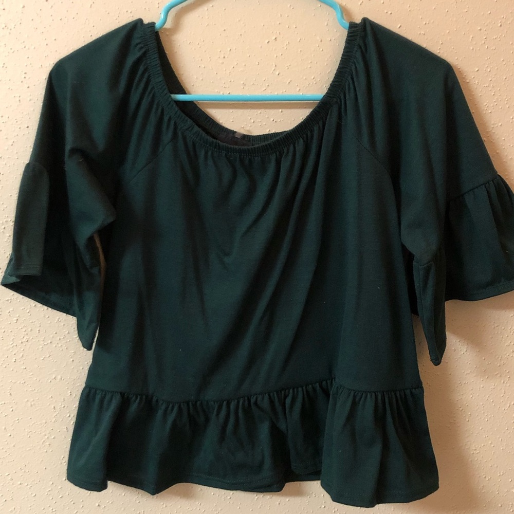Dark Green off the shoulder shirt